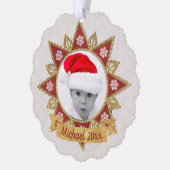 Rot und goldgelb-luxuriöse Circle Shape Rahmen Sno Ornament Karte (Links)