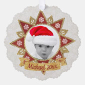 Rot und goldgelb-luxuriöse Circle Shape Rahmen Sno Ornament Karte (Vorderseite)