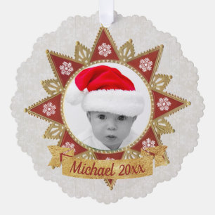 Rot und goldgelb-luxuriöse Circle Shape Rahmen Sno Ornament Karte