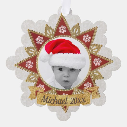 Rot und goldgelb-luxuriöse Circle Shape Rahmen Sno Ornament Karte (Vorderseite)