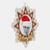 Rot und goldgelb-luxuriöse Circle Shape Rahmen Sno Ornament Karte (Rechts)