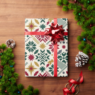Rot- und goldgeometrische Weihnachtsverpackungspap Geschenkpapier