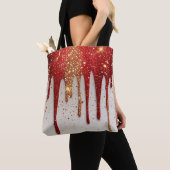 Rot- und Goldglitter tropft Tasche (Von Nahem)