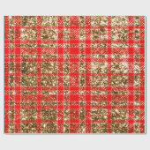 Rot und GoldGlitzer Plaid-05 Geschenkpapier (Flach)