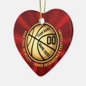 Rot und Goldherz-geformte Basketball-Verzierung Keramik Ornament (Links)