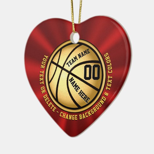 Rot und Goldherz-geformte Basketball-Verzierung Keramik Ornament (Links)