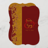 Rot und Goldhindische Hochzeit Einladung (Vorne/Hinten)