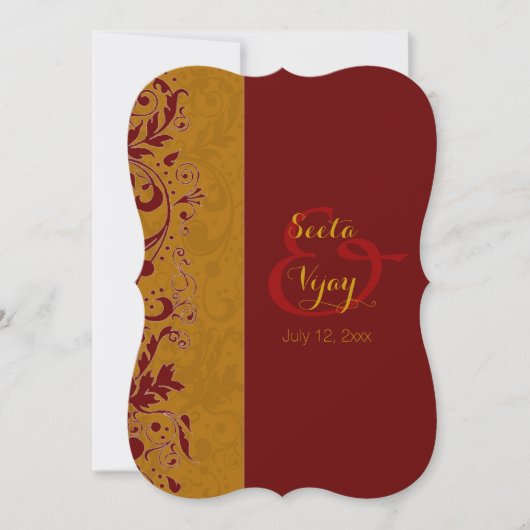 Rot und Goldhindische Hochzeit Einladung (Vorderseite)