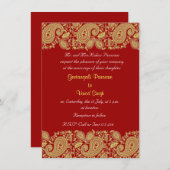 Rot und Goldindische Hochzeit Einladung (Vorne/Hinten)