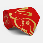 Rot und Goldjahr des Kaninchens Krawatte (Gerollt)