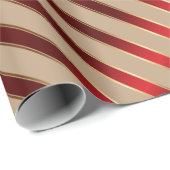 Rot und Goldmetallische diagonale Streifen Geschenkpapier (Rolleneckpunkt)