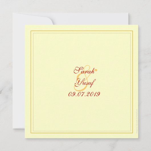 Rot und Goldmoslemische Hochzeit Einladung (Rückseite)