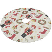 Rot und Goldnussknacker Fleece Weihnachtsbaumdecke (Schrägansicht)