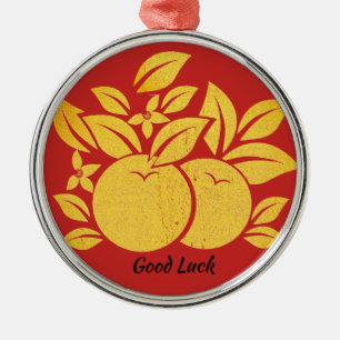 Rot- und Goldorangen Ornament Aus Metall