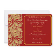 Rot und Goldpaisley Hindu Hochzeit