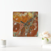 Rot und GoldPertrified Holz Quadratische Wanduhr (Zuhause)