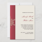 Rot- und Goldschneeflocken Einladung zum Hochzeits (Rückseite)