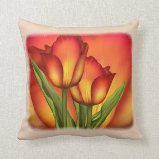 Rot und Goldtulpen Kissen