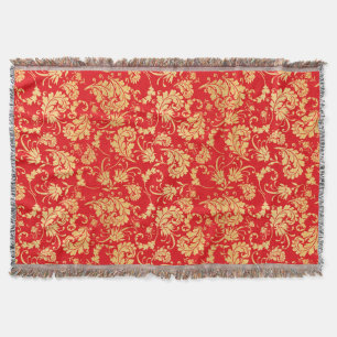 Rot und GoldVintages Blatt-Damast-Muster Decke