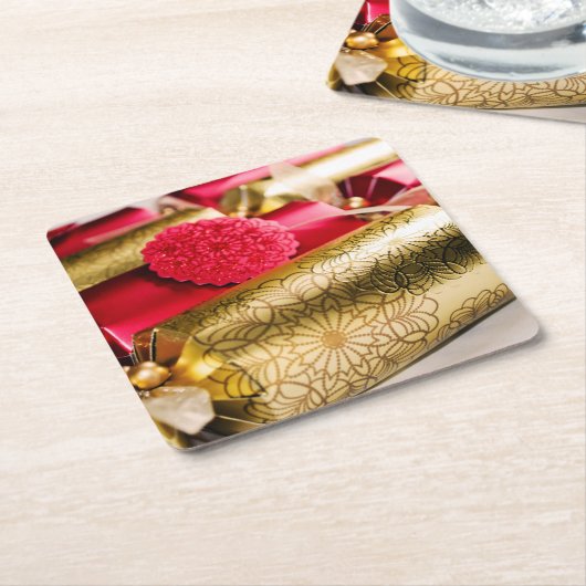 Rot und Goldweihnachtscracker Rechteckiger Pappuntersetzer (angewinkelt)