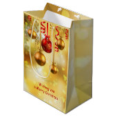 Rot und Goldweihnachtsflitter Mittlere Geschenktüte (Vorderseite Schrägansicht)