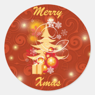 Rot-und Goldweihnachtsgeschenke Runder Aufkleber