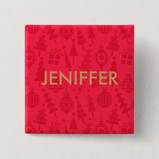 Rot- und GoldweihnachtsPartyname Button (Vorderseite)