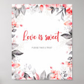 Rot und Grau Blume Liebe ist süß Poster (Vorne)