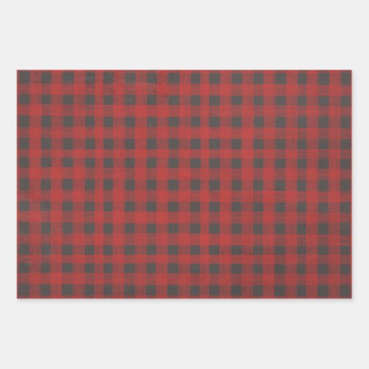 Rot und Grau Buffalo Kariert Geschenkpapier Set (Vorderseite 3)