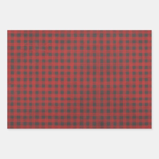 Rot und Grau Buffalo Kariert Geschenkpapier Set (Vorderseite)