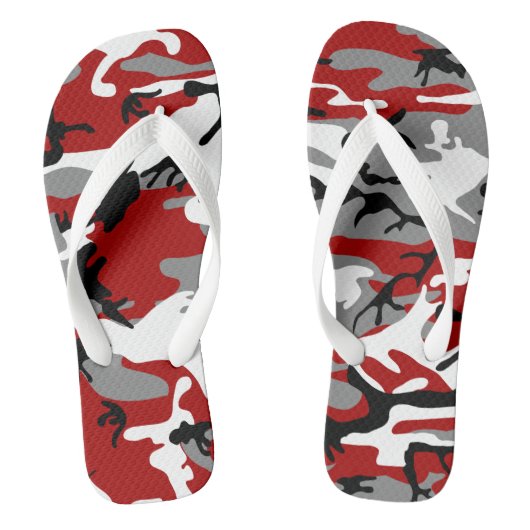 Rot und Grau Camouflage, Militär, Armee Badesandalen (Fußbett)