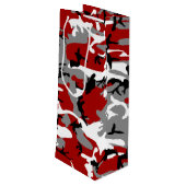 Rot und Grau Camouflage, Militär, Armee Geschenktüte Für Weinflaschen (Rückseite Schrägansicht)