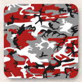 Rot und Grau Camouflage, Militär, Armee Getränkeuntersetzer (Vorderseite)