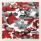 Rot und Grau Camouflage, Militär, Armee Glasuntersetzer (Vorderseite)