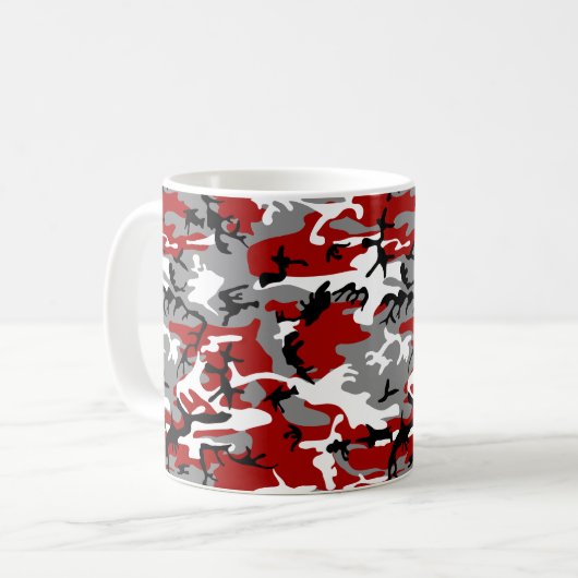 Rot und Grau Camouflage, Militär, Armee Kaffeetasse (Vorderseite Links)