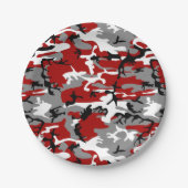 Rot und Grau Camouflage, Militär, Armee Pappteller (Vorderseite)