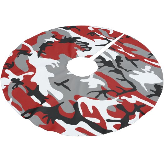 Rot und Grau Camouflage, Militär, Armee Polyester Weihnachtsbaumdecke (Schrägansicht)