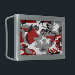 Rot und Grau Camouflage, Militär, Armee Rechteckige Gürtelschnalle<br><div class="desc">Elegantes,  stilvolles und raffiniertes Tarnmuster in Rot und Grau. Moderne und trendige Geschenke,  perfekt für den militärischen Liebhaber in Ihrem Leben.</div>