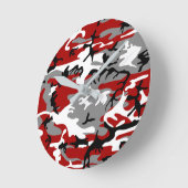 Rot und Grau Camouflage, Militär, Armee Runde Wanduhr (Winkel)