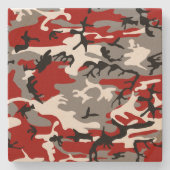 Rot und Grau Camouflage, Militär, Armee Steinuntersetzer (Vorderseite)