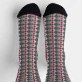 Rot und Grau-Chic-Muster, Abstraktes Trippy-Muster Socken (Oben)