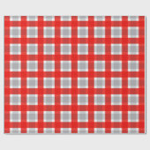 Rot und Grau Gingham Pattern Geschenkpapier (Flach)
