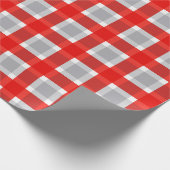 Rot und Grau Gingham Pattern Geschenkpapier (Ecke)