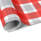 Rot und Grau Gingham Pattern Geschenkpapier (Rolleneckpunkt)