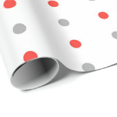 Rot und Grau Polka Dot Muster Geschenkpapier (Rolleneckpunkt)