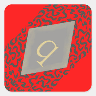 Rot und grau Scroll Monogram Q Diamond Stickers