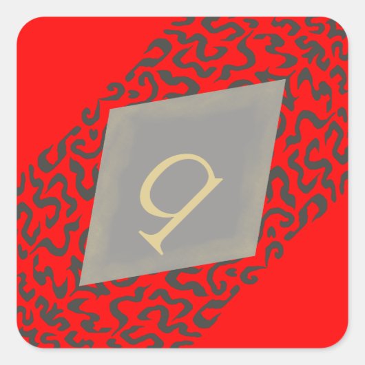 Rot und grau Scroll Monogram Q Diamond Stickers (Vorderseite)
