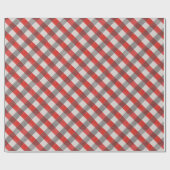 Rot und Grau Wasserfarbe Kariert Geschenkpapier (Flach)