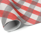 Rot und Grau Wasserfarbe Kariert Geschenkpapier (Rolleneckpunkt)