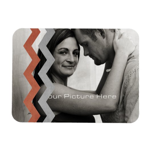 Rot und Grau Zig Zag Muster Magnet (Horizontal)